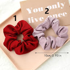 2-Piece Women's Winter Volumizing Hair Tie - Knitted Plush Hair Tie, Thickened Elastic Hairband, Suitable for Ponytails, Comfortable Hair Accessory (Pink)
