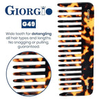 Giorgio G49 Yellow Tokio Large 5.75 Inch Hair Detangling Comb, Wide Teeth for Thick Hair. Detangler Comb For Wet And Dry. Handmade of Quality Cellulose. Saw-Cut, Hand Polished