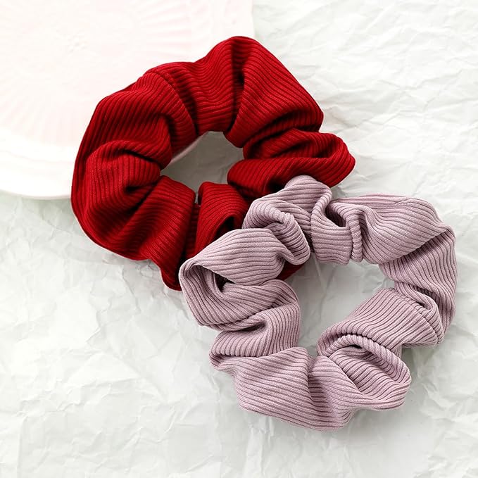 2-Piece Women's Winter Volumizing Hair Tie - Knitted Plush Hair Tie, Thickened Elastic Hairband, Suitable for Ponytails, Comfortable Hair Accessory (Pink)