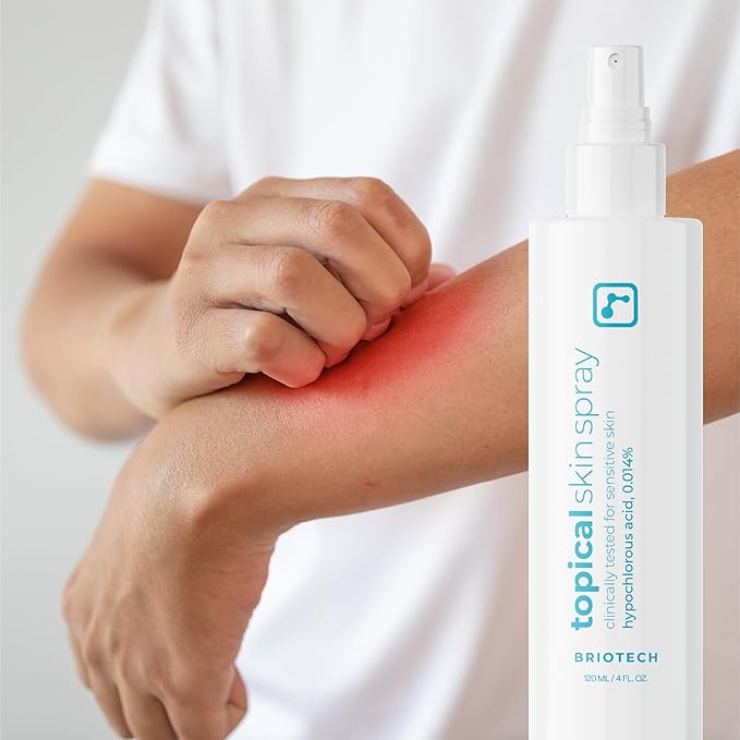 BRIOTECH Topical Skin Spray, Hypochlorous Acid for Sensitive Skin, HOCl Facial Mist, Full Body Support Against Irritation, Calm Redness, Soothe Foot & Scalp, 32 fl oz Refill (2 Pack)