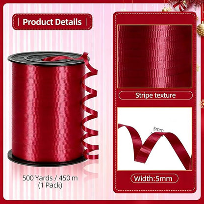 Crimped Red Curling Ribbon, 3/16 inch x 500 Yards Curling Ribbon - Image 2