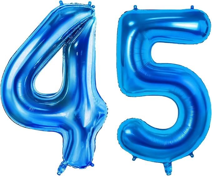 Number 45 Balloons for 45th Birthday Party Decorations, 0-100 Large No.45 by Joycard