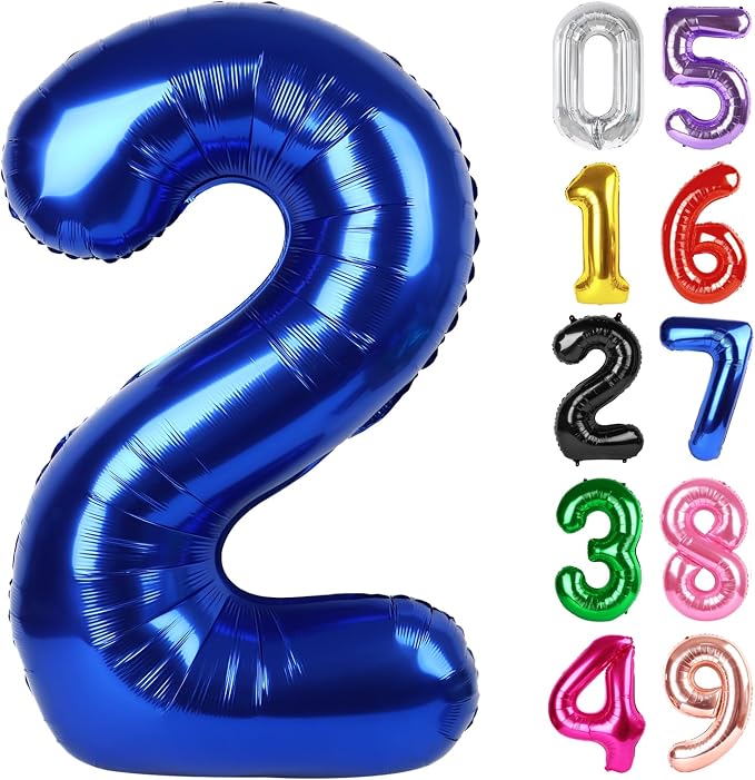 NightBlue Number 2 Balloon 40 Inch, 2nd Birthday Decorations Men Women | Foil by IWERP