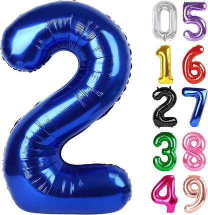 NightBlue Number 2 Balloon 40 Inch, 2nd Birthday Decorations Men Women | Foil by IWERP