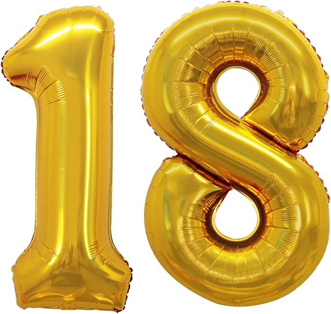 Number 18 Balloons for 18th Birthday Sweet 18 Party Decorations, 42 Inch Jumbo by GOER