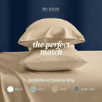 Beckham Hotel Collection 100% Cotton Pillow Cases King Size Set of 2, 500TC, Luxury Sateen Pillowcases, Open End, Breathable, Moisture-Wicking, Sand