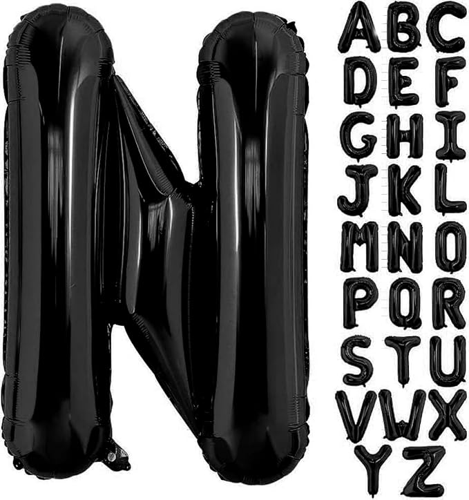 Black Letter N Balloons, N Balloon 40 Inch N Balloon Letter by BBPOOL