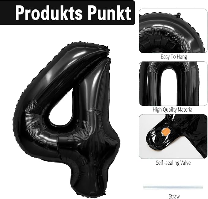 Black Number Balloons 14 Balloon Numbers 14th Number Balloon Foil Mylar Party - Image 3