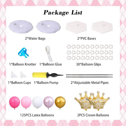 Princess Pink and White Gold Balloon Column Stand Kit Set of 2 - Image 3