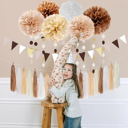Boho Baby-Shower White-Brown Champagne Party-Decorations - Image 5