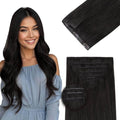 DOORES Human Hair Clip in Extensions 20 Inch 110g 7pcs, Invisi Edge Seamless Real Human Clip in Hair Extensions Invisible Remy Virgin Clipins Straight Skin Weft Thickening, 1B Natural Black