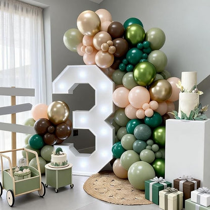 FunHot Sage Green Brown Balloons, Metallic Green Apricot Latex Balloon - Image 4