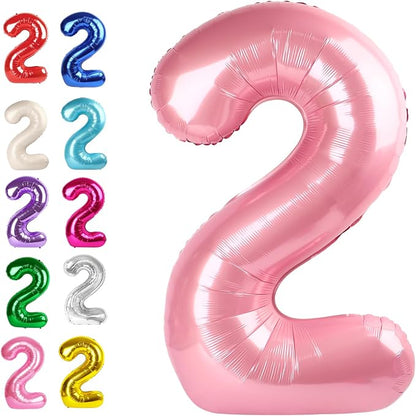 Pearl Pink Number 2 Balloon 40 inch, Balloon numbers party supplies, deco photo by Upgesy