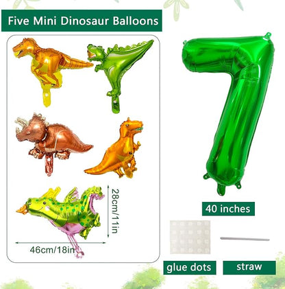 LilyZheng Large Dinosaur Balloon Number 7, 40 Inch Dark Green Foil Balloon - Image 2