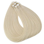 Full Shine Blonde Tape in Hair Extensions Human Hair 18 Inches Color Platinum Blonde 60 Double Sided Tape ins Human Hair Extensions Invisible Skin Weft 20Pieces 50Grams for Women Soft