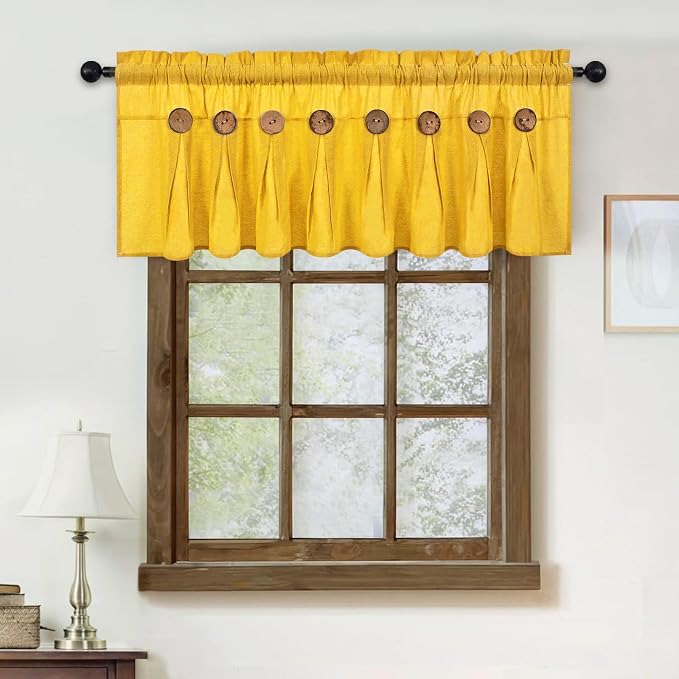 Farmhouse Valance Curtains, Boho Cotton Linen Kitchen Valance, Country Rod - Image 7