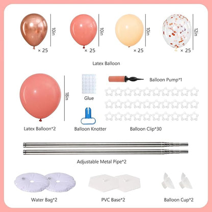 Dusty Pink Rose Gold Balloon Column Stand Kit of 2, Balloon Tower | 102Pcs - Image 3
