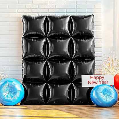NISOCY 36PCS Metallic Black Square Foil Balloons Wall Backdrop | Double Sided - Image 8