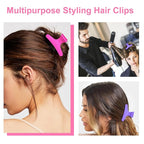 Ondder Purple Hot Pink Butterfly Hair Claw Clips for Styling & Sectioning - Pro Clamp Clips for Makeup, Cutting & Coloring - Hair Accessories for Women & Girls