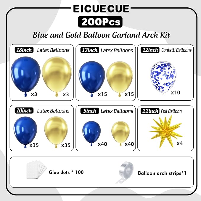 Navy Blue and Gold Balloons Garland Arch Kit - Image 2