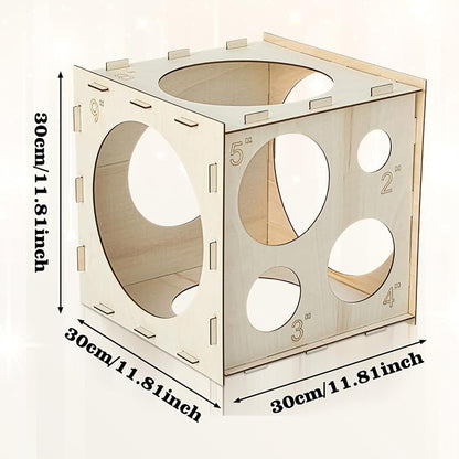 Wood Balloon Sizer Cube, 2-10'' Foldable Balloon Measure Box Tool, 9holes - Image 2