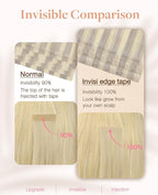 GOO GOO Invisi Edge Tape in Hair Extensions Human Hair, 17/22/60 Balayage Ash Blonde to Golden Blonde and Platinum Blonde, 20pcs 16inch 50g, Virgin Remy Hair, Seamless Injected Tape, Natural Look