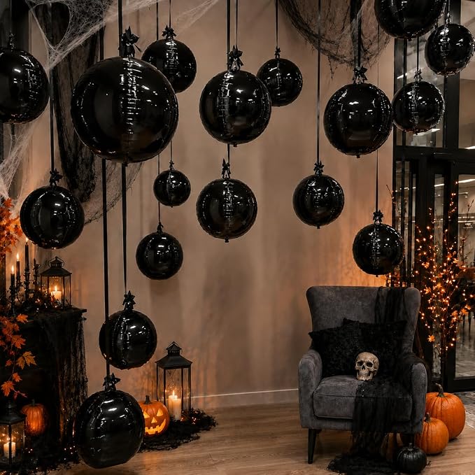 Black Round Foil Balloons - Image 7