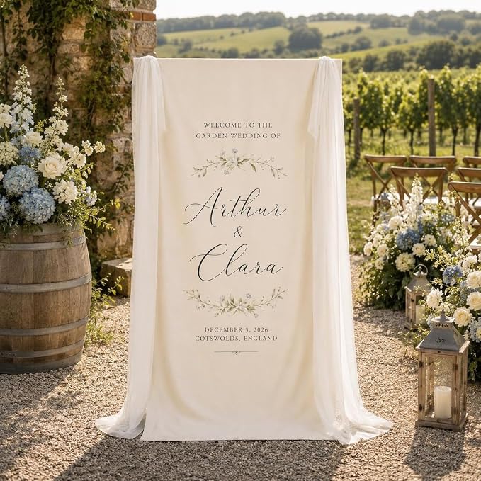 Personalized Fabric Wedding Welcome Sign, Linen Wedding Welcome Sign Cotton - Image 2