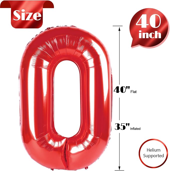 Red Number 0 Balloon 40 Inch - Image 5