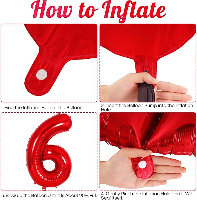 Red Number 6 Balloon 40 Inch, Big Large Foil Helium Number Balloons, Jumbo - Image 7