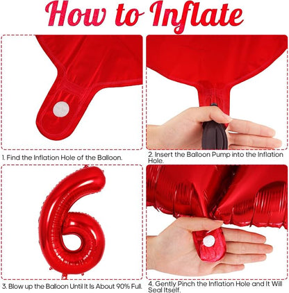 Red Number 6 Balloon 40 Inch, Big Large Foil Helium Number Balloons, Jumbo - Image 7