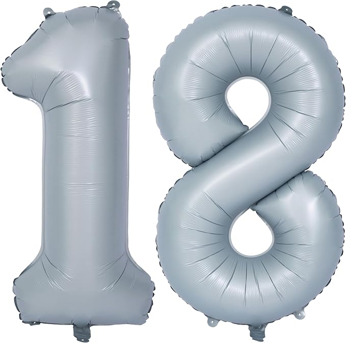 40 In Matte gray Number Balloon Helium Foil Mylar Birthday Balloon Digit 18 | by Exquisitehighqualitypartydecorationstomeetyoureveryneed%EF%BC%81