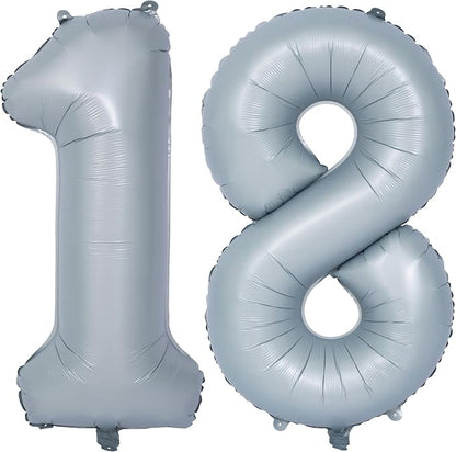 40 In Matte gray Number Balloon Helium Foil Mylar Birthday Balloon Digit 18 | by Exquisitehighqualitypartydecorationstomeetyoureveryneed%EF%BC%81