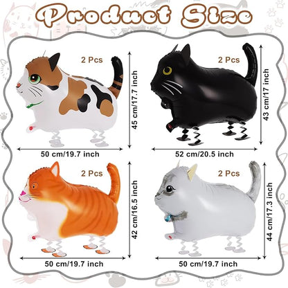 8 Pcs Walking Cat Balloons, Cat Balloons, Walking Animal Foil Mylar Balloon - Image 2