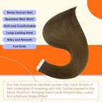 Full Shine Human Hair Extensions Tape in Color 4 Medium Brown Remy Double Sided Human Hair Tape in Extensions 12 Inch Invisible Natural Seamless Skin Weft Extensions 30G 20 PCS for Party