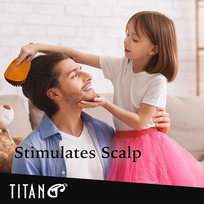 Titan Club Wave Brush for Men - 100% Natural Boar Bristles, Durable Wooden Handle, Smoothing Brush for All Hair Types, Restores Shine and Waves