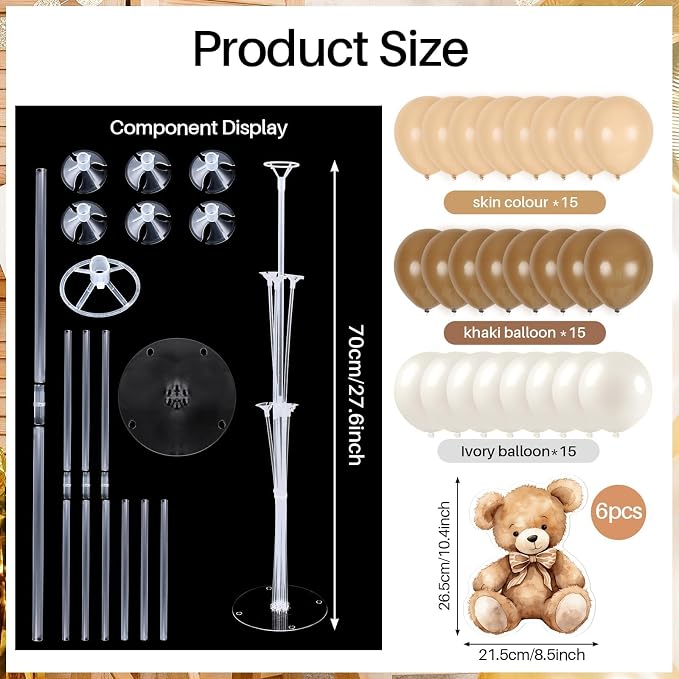 6 Sets Balloon Stand Kit for Table Bear Baby Shower Centerpieces - Image 3