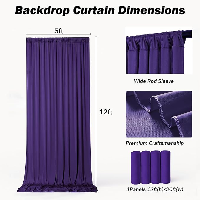 20ft×12ft Deep Purple Backdrop Curtains - Image 6