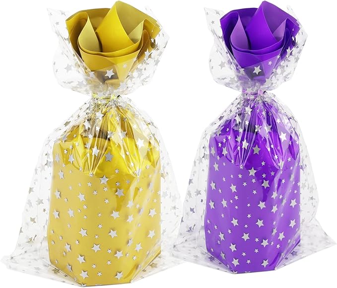 100 Pcs Star Printed 8"X 12" Gift Wrap Cello Cellophane Treat Bags Party Favor - Image 5