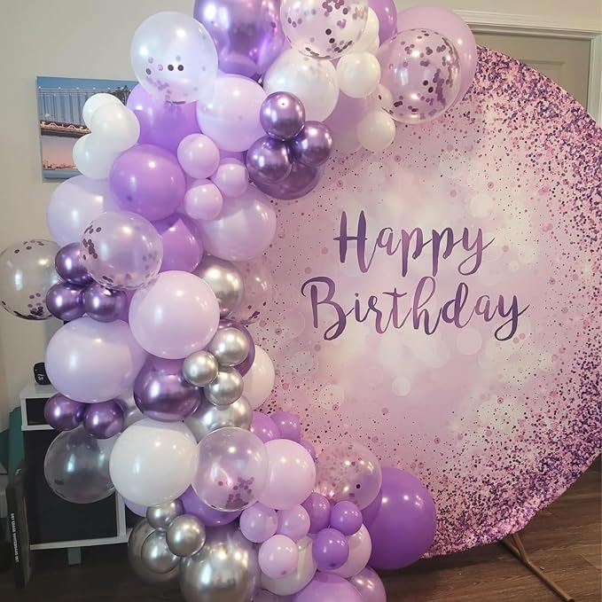 Purple Silver Balloons, 12 Inch Metallic Purple Silver Balloons Light Purple - Image 3