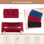 Wide Headbands for Women Knotted No Slip Head Bands Soft Turban Headband Hair Accessories Boho African Solid Color Head Wraps for Women Yoga Workout Pack of 6 (Fashion)