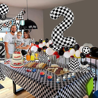 TONIFUL 40 Inch Large Checkered Number 2 Balloon 2nd Birthday Decorations | 2nd - Image 5