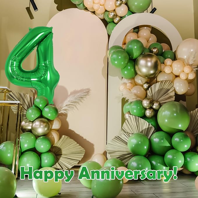 Dark Green Number 4 Balloon 40 Inch, Big Large Foil Helium Number Balloons - Image 6