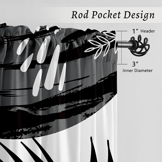 Boho Mid Century Black and White Living Room Curtains, 84 Inch Modern Arch Sun - Image 6