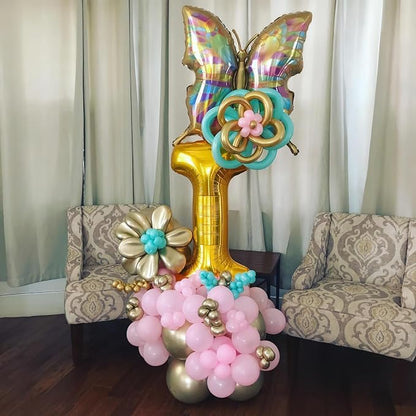 Gold Letter Balloons, 40 Inch Alphabet Name Mylar Self Inflating Custom I Decor - Image 3