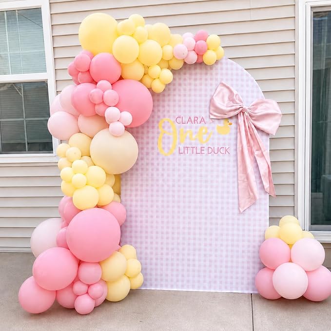 Pink and Yellow Balloons, 12 Inch Blush Pastel Baby Pink Light Yellow and Ivory - Image 3