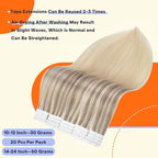 Full Shine Tape in Hair Extensions 18 Inch Tape Ins Human Hair Extensions Color 18/22/60 Nordic Ash Blonde and Blonde Tape in Extensions 20PCS Human Hair Tape ins Extensions 50g for Party