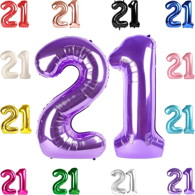 Purple Number 21 Balloon 40 Inch by IWERP