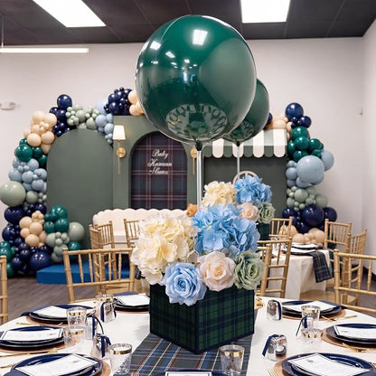 Civaner 4 Sets Green Blue Tartan Plaid Baby Shower Party Decorations Tartan - Image 8