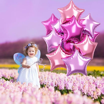 Purple Pink Star Foil Balloons Set, 18 Inch 12 Pcs Lavender Pink Pentagram - Image 6